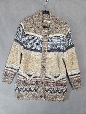 The Normal Brand Womens Carmy Heritage Cardigan Small Cabincore Wood Button Up